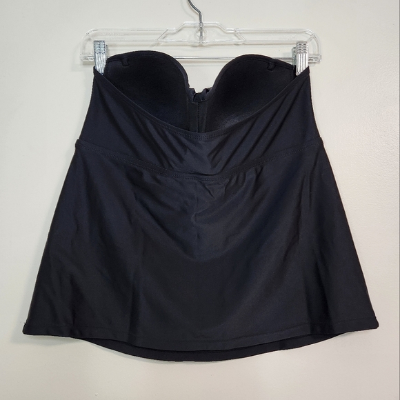 Catalina Black Strapless Twist Front Bandeau Tankini Top, Size XL ~ EUC - Picture 6 of 8